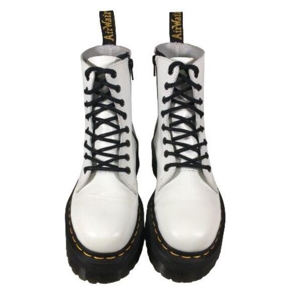 Dr. Martens US Sz 6 Jadon Leather Platform Combat Boots Side Zip Lace-Up White - Picture 5 of 13